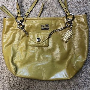 Green Coach hobo purse bag silver hardware used